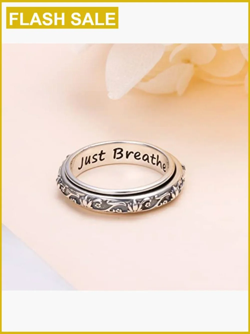 Sterling Silver Spinner Fidget Ring for Women Anxiety Relief Lotus Just Breathe
